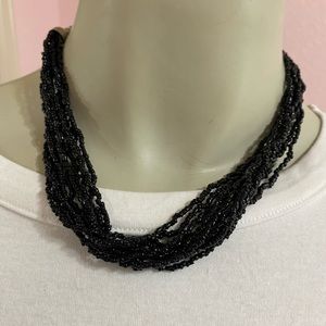 Classic Black Multi Strand Beaded 16-18”